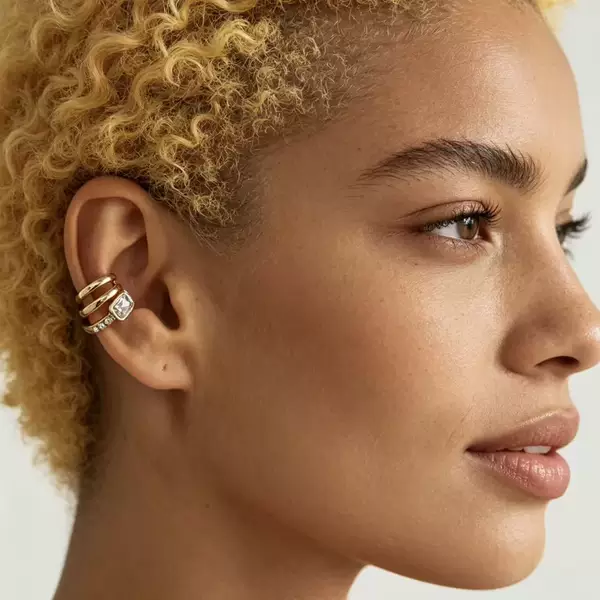 European and American Cross-Border Jewelry, Light Luxury Design, Diamond-Encrusted Square Geometric Ear Clips, Niche Personality, Exquisite Non-Pierced Ear Clips for Women