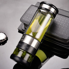 Guest Double Layer Glass Tea Cup Water Cup Rotating Ceramic Tea Cup Tea Separation Tea Brewing Cup Taste Cup Car Cup