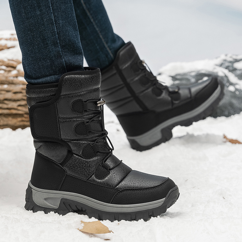 2024 nuevas botas de nieve transfronterizas de tamaño grande para hombres y mujeres, zapatos de algodón grueso, zapatos al aire libre antideslizantes, botas cálidas y resistentes al frío