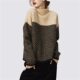 Retro color matching half turtleneck sweater 2023 autumn and winter New loose lazy style design inner pullover sweater