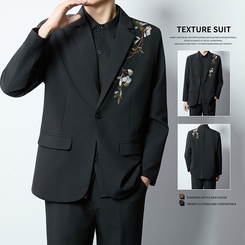 Chinese Wedding Groom Suit Men's Suit Tuxedo Welcoming Groom Official Groomsmen Embroidery Elders Traditional Modern Dress