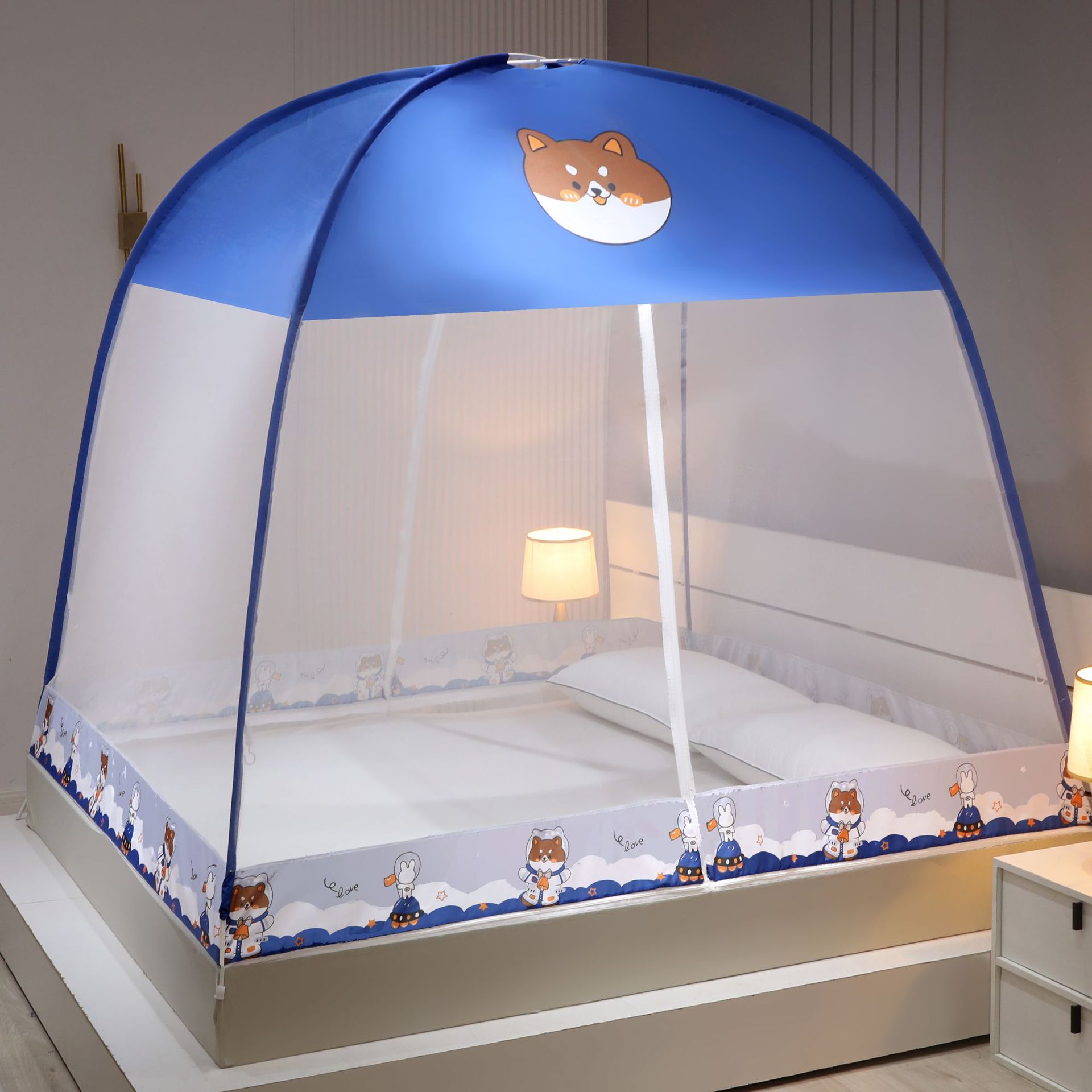 Instalación gratuita de mosquiteros de yurta, mosquiteros domésticos de doble puerta para niños, mosquiteros plegables dobles, fábrica de dormitorios al por mayor