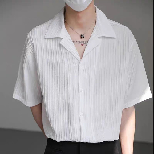 Guinea Pig Texture Collared Shirt Men's Summer New Versatile Casual T-Shirt Half Sleeve Loose Advanced Outerwear
