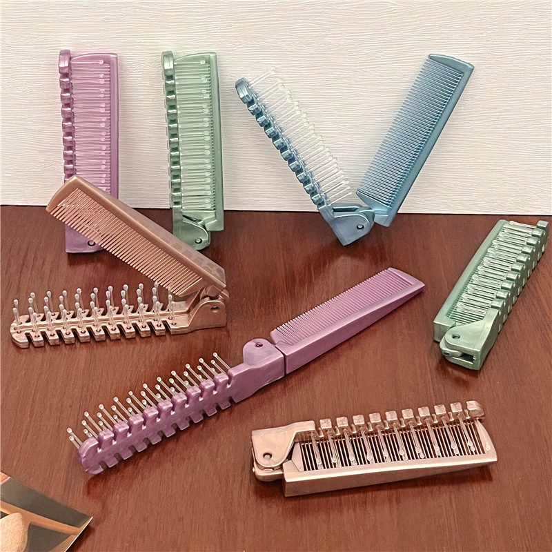 Путешествие с двумя зубами складная расческа Перламутровый портативный массаж расческа двойная расческа для волос оптовая продажа товаров для отеля