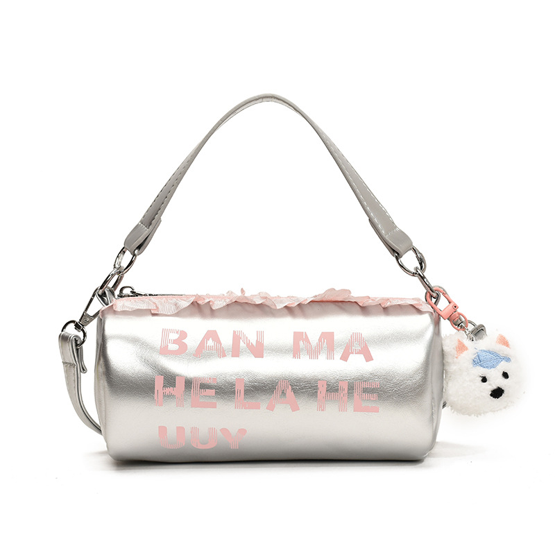 letras coreanas de estilo extranjero, bolsas de hombro para niños y niñas, colgantes de encaje, bolsas de barril para bebés, nuevas bolsas para niños