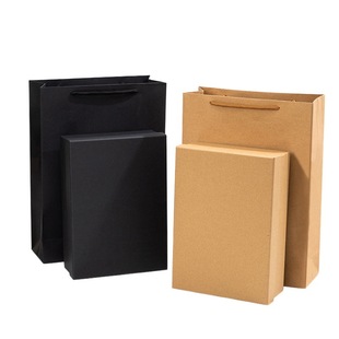 Spot heaven and earth cover retro Kraft paper box Black gift box rectangular box large paper box manufacturers wholesale
