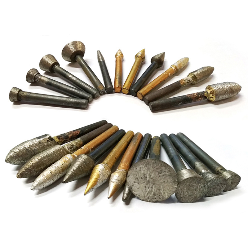 烧结金刚石磨头石材雕花刻字墓石碑打磨头马蹄笔尖型工具丁型