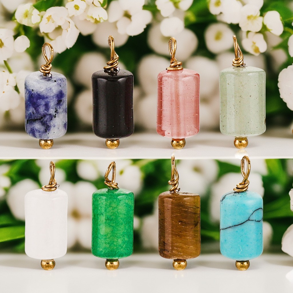 Estilo retro Impermeable Acero inoxidable con colgante de piedra natural Ropa Pendientes hechos a mano de bricolaje Collar Accesorios de joyería