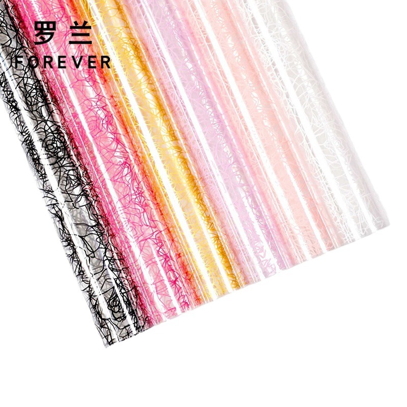 Roland Qianli Rosa transparente impermeable OPP flor ramo papel de envoltura floral Rosa patrón DIY flor papel de embalaje