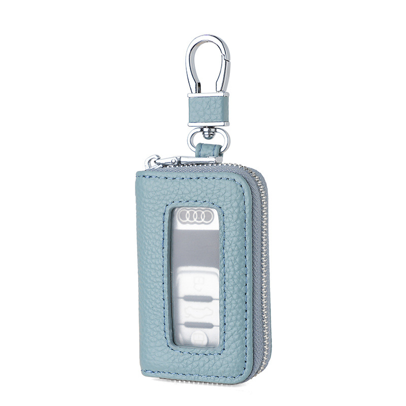 Nuevos productos transfronterizos, bolsas de llaves de automóviles de cuero suave, ventanas abiertas, bolsas de llaves de automóviles de cuero PU, cremallera japonesa y coreana, explosión multicolor.