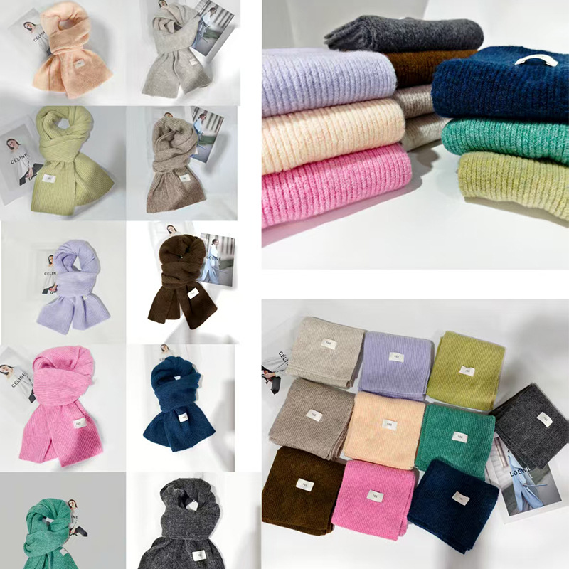 羊毛混纺针织纯色韩系氛围感围巾女新款秋冬季学生保暖围脖批发