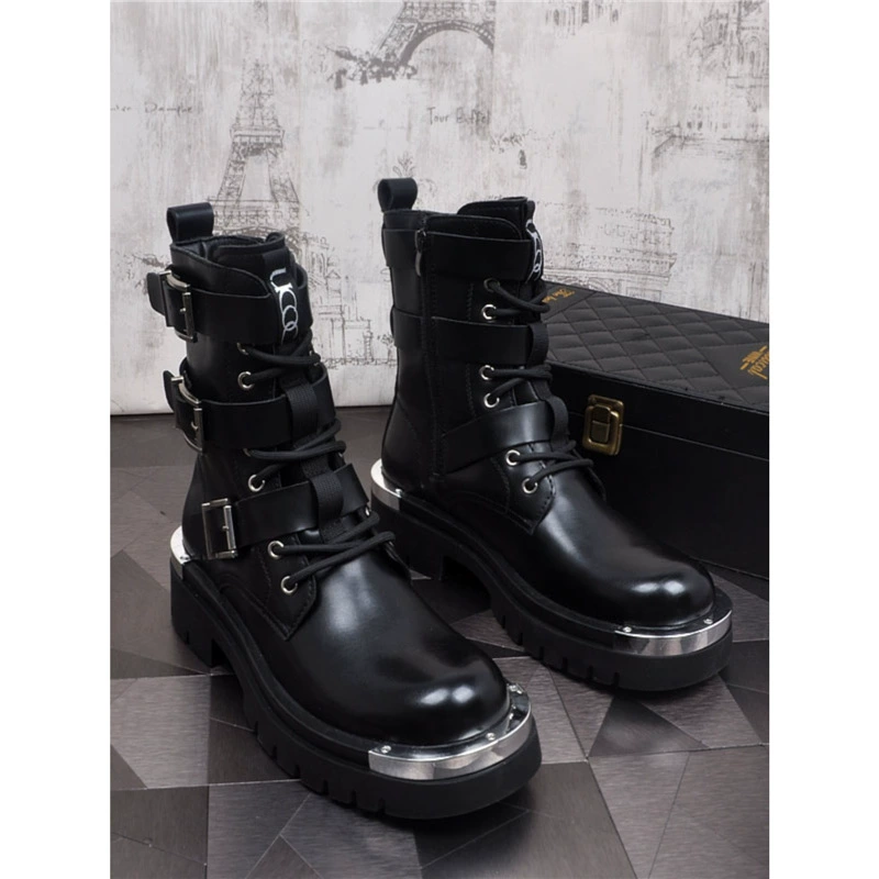 Корейская модная мужская мода дикие кожаные сапоги
