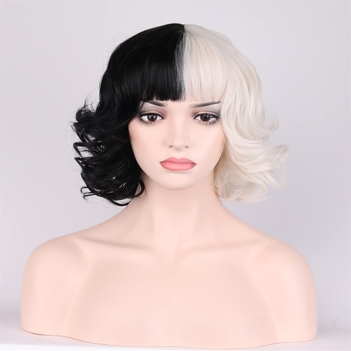 Amazon Rose.com new product European and American cross-border witch Kuila wig for women black and white two-color cos wig factory