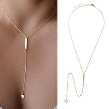 金属欧美三角形长坠颈链批发 简单光面长方片三角片配件项链跨境