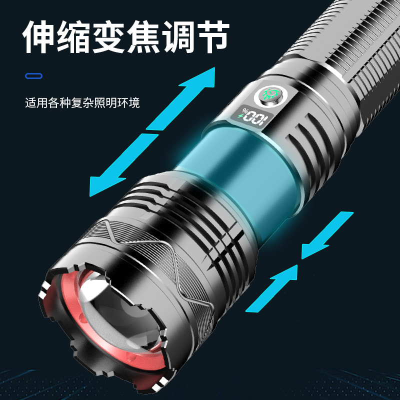 Nueva linterna láser de alta potencia remoto telescópico zoom linterna cola LCD pantalla eléctrica TypeC carga rápida