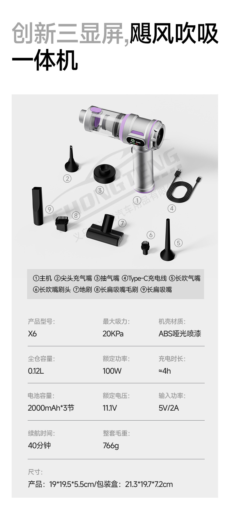 [Premium Selection] Car Vacuum Cleaner Handheld Small Wireless Dual-Use Blowing and Vacuuming Machine with Super Strong Suction for Car and Home Use