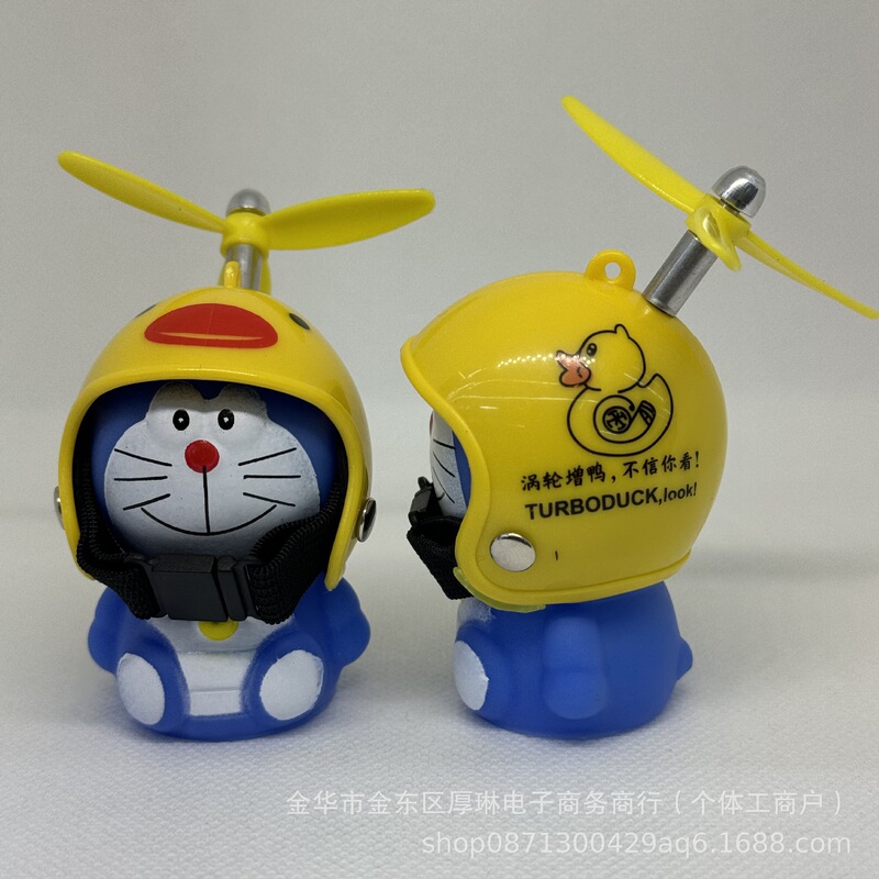 Doraemon Car Ornaments Internet Celebrity Blue Cat Wear Helmet Luminous Light Creative Car Supplies for Electric Vehicles and Bicycles
