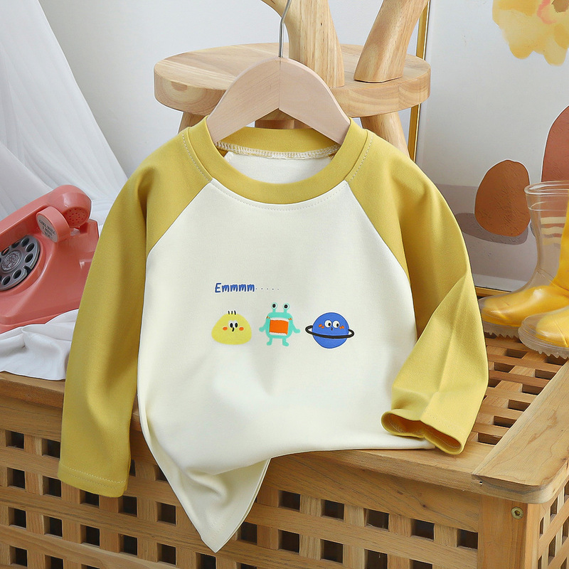 Children's Long-Sleeved T-Shirt Pure Cotton New Baby Base Layer Knitwear Boy Autumn Clothing K-Style 1-Year-Old Kidsren's Clothing Wholesale