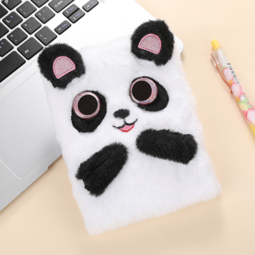 Nuevo panda de dibujos animados transfronterizos cuaderno de peluche cuaderno de notas adorable cuaderno de notas de oídos regalo de actividad estudiantil
