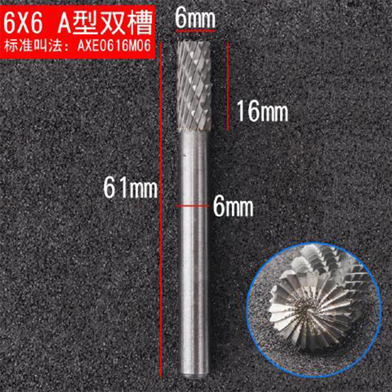 Cilíndrico de acero de tungsteno cabeza de molienda de aleación dura archivo rotativo de metal de molienda de soldadura ranurada cicatriz pulido fresa 6mm mango