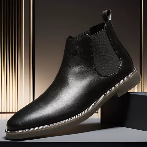 Spring and Autum New Style Martin Boots, Versatile British Retro Chelsea Boots, Men's Shoes, Youth Pointed Toe Short Boots, Large Size Leather Boots