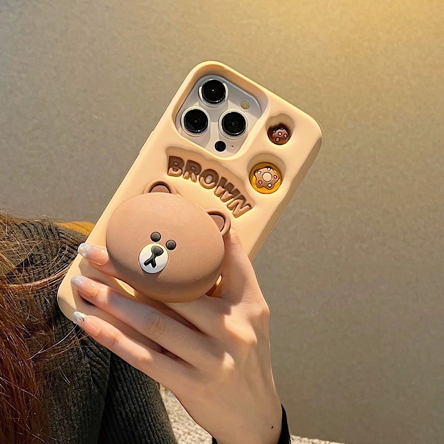 Apple, мультяшная милая трубка, iPhone 14, совместимый чехол, силиконовый iPhone13 Pro, с маленькими мишками, iphone, 15promax