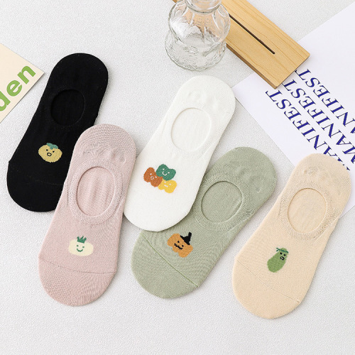 Socks for Women Spring and Summer New Invisible Socks Shallow Mouth Women's Boat Socks Small Fresh Cartoon Short Thin Cotton Women's Socks Wholesale