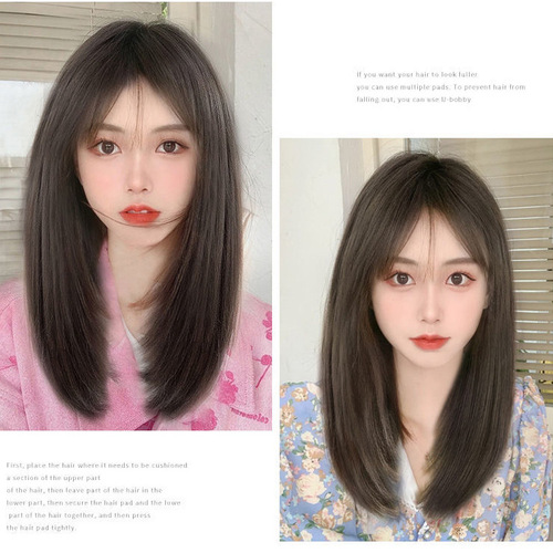 Wig piece for women with long hair, one-piece fluffy clavicle hair extension patch to increase hair volume, invisible traceless wig hair extension piece