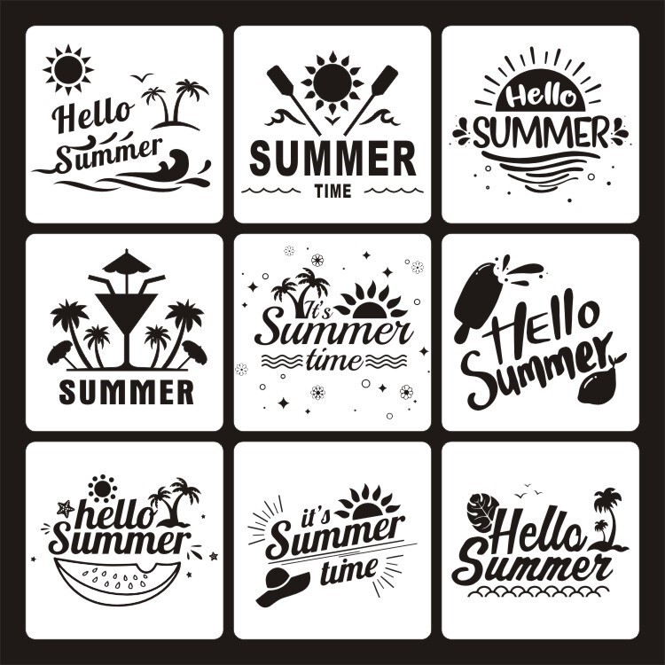 Cross-Border Hot-Selling Hollow-Out DIY Painting Templates with Summer Themes for Wall Art, Stone Spray Painting, Washable, Multiple Patterns Available Cross-Border Hot-Selling Hollow-Out DIY Painting Templates with Summer Themes for Wall Art, Stone Spray Painting, Washable, Multiple Patterns Available