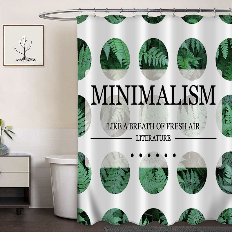 Cortina de ducha de poliéster impresa con hebilla de cortina de ducha de plástico baño cuarto de baño cortina de partición impermeable a prueba de moho