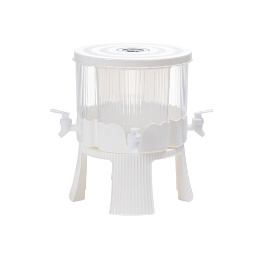 Rotating Cold Water Bucket Glacial Pattern Divided PP Beverage Milk Flower Tea Household Four-Compartment Water Dispenser with Faucet Cold Water Jug Set