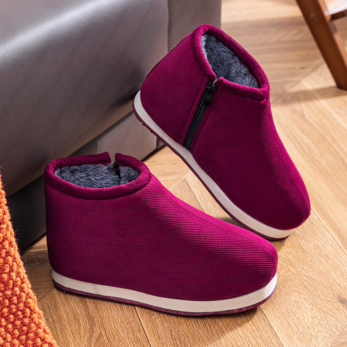 Winter Handmade Cotton Shoes for Women - Durable, Warm-keeping, Thick-soled, Traditional Cotton Shoes for Home, Anti-slip, Postpartum Shoes, for Middle-aged and Elderly Women