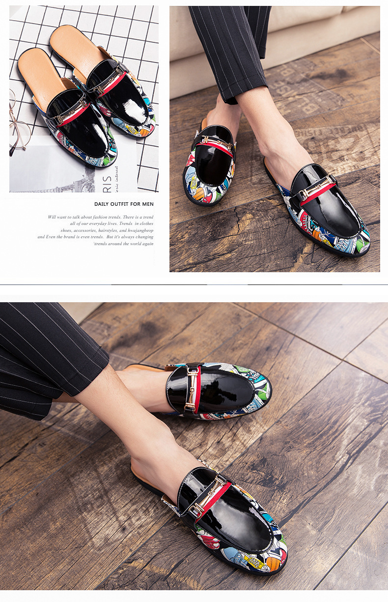 Men's Leather Mules Stylish Casual Closed Toe Slippers Summer_voghion.com