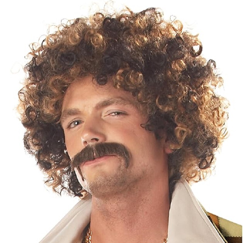 Cross Border Men's Wig 70 s Disco Playboy Dirt Wig African Small Volume Fluffy Curly Hair Wholesale