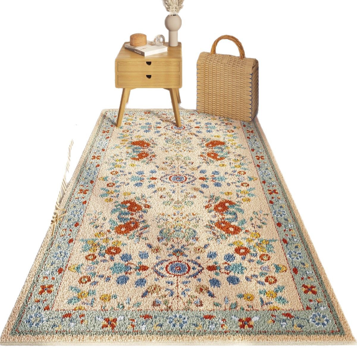 Alfombra bohemia al lado de la cama dormitorio alfombra de la cama principal turca ventana flotante alfombra de la habitación alfombra libre