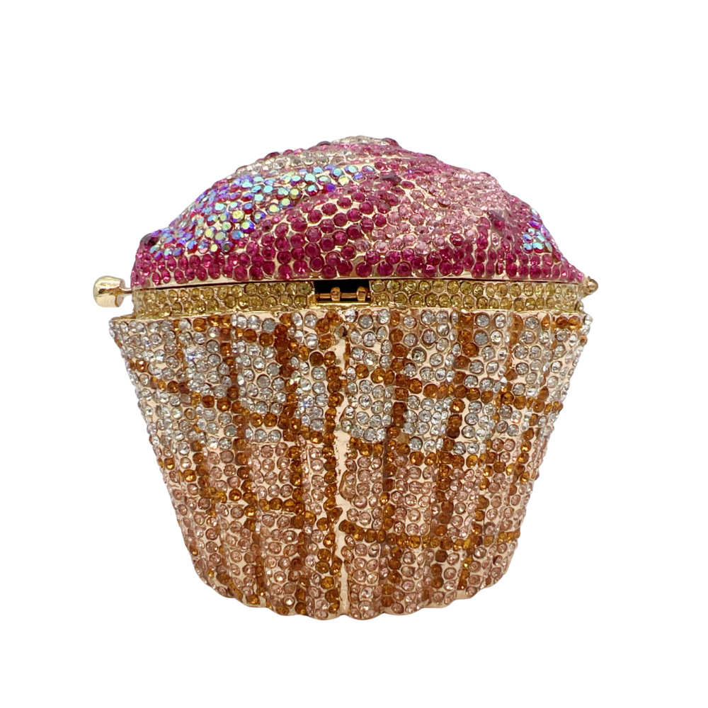 Seleccione estrictamente Cupcake Clutch Cake helado lleno de diamantes bolsas de diamantes de metal bolsas de banquete bolsas de mano para mujeres
