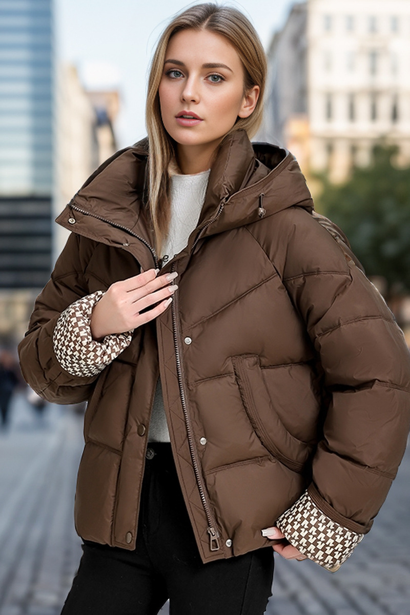 Daunenjacke für Damen im Winter, kurze Jacke im koreanischen Stil, mit Design-Gefühl, verdickte, lockere Baumwolle im westlichen Stil_voghion.com