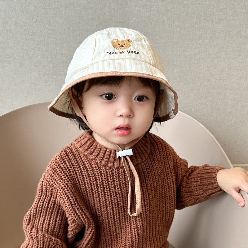 Sombreros para bebés, sombreros para bebés, sombreros de pescador para bebés, bonitos osos, sombreros de algodón recién nacidos, primavera y otoño