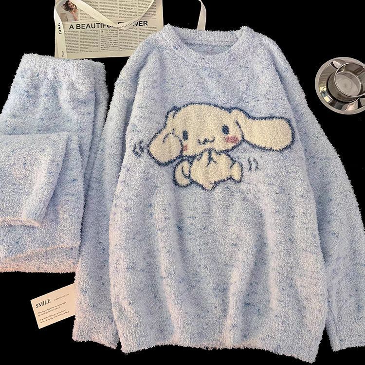 2024 nuevo perro japonés de jade guisante pijama de camello de mitad de invierno mujeres de coral espesar ropa de hogar suave y suave
