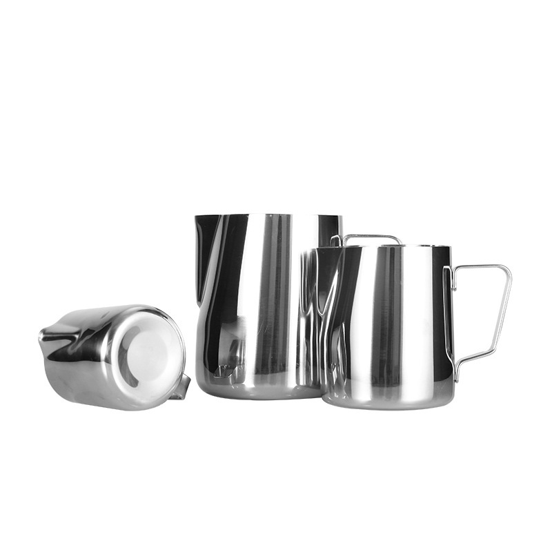 Cross border 304 Stainless steel Garland Cup Two-sided Graduation Jacquard Milk Foam cup thickening Beak Tea cup Wax cup