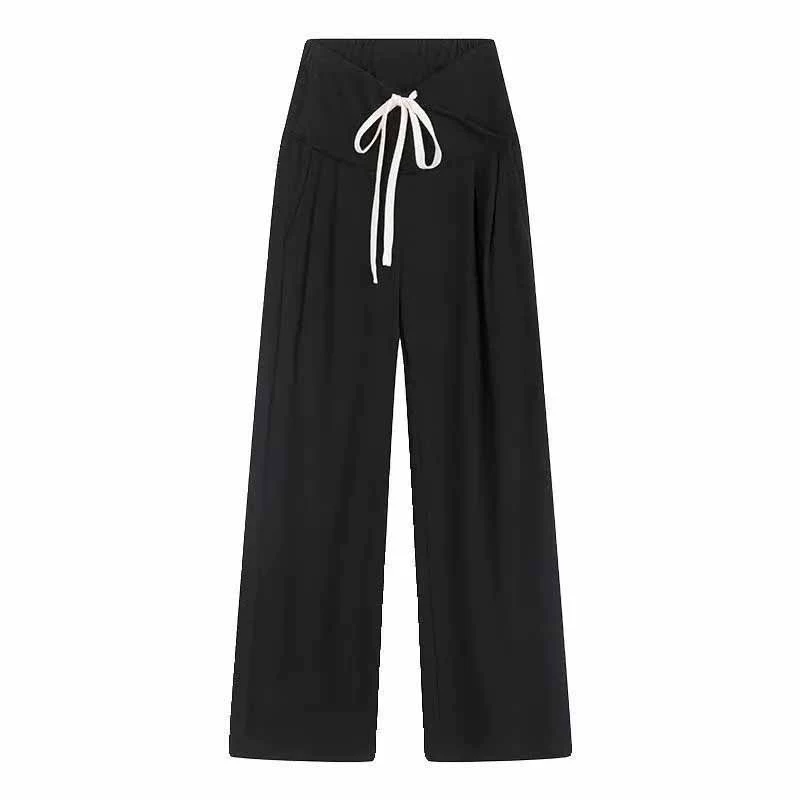 Autumn warm trend trousers for pregnant with belly support, drawstring, plus size, fitted, loose straight fit