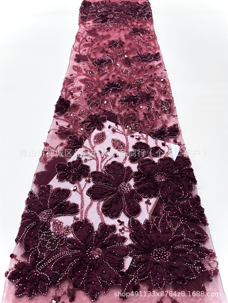 Moda industria pesada Gaoding vestido de boda vestido de cena cheongsam tela tridimensional tablero de chiffon tela bordada