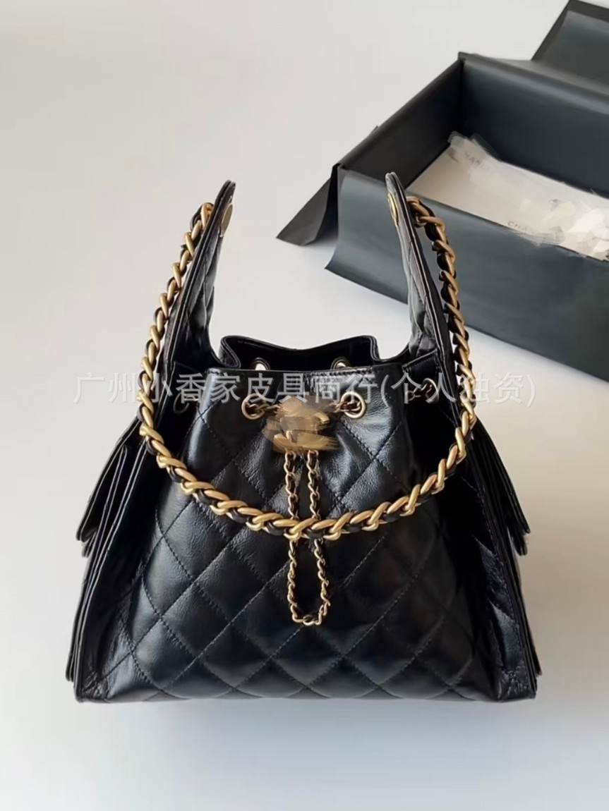 Caviar estampado Xiaoxiang 25C cuerda Hobo bolso de cubo 25bag retro bolso de brazo de mujer bolso de hombro