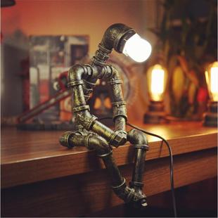 Cross-border American-style creative iron pipe eye protection LED industrial retro style coffee bar gift water pipe table lamps