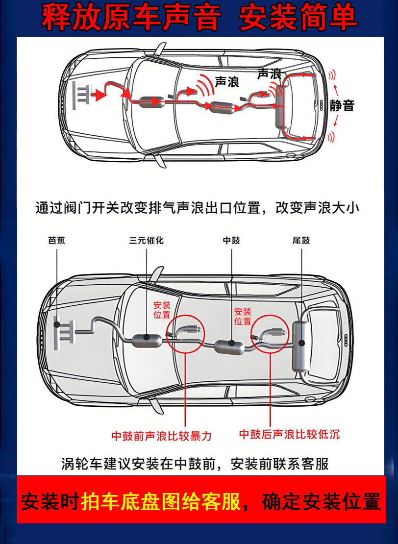 Thickened Stainless Steel Car Exhaust Pipe Valve Modified Sports Car Sound Remote Control Switch Control Box Kit
