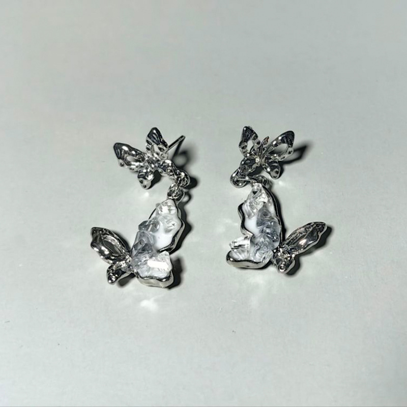 Arcos azules claros pendientes de cristal encantadores temperamento de dama pequeños pernos frescos 925 agujas de plata pendientes