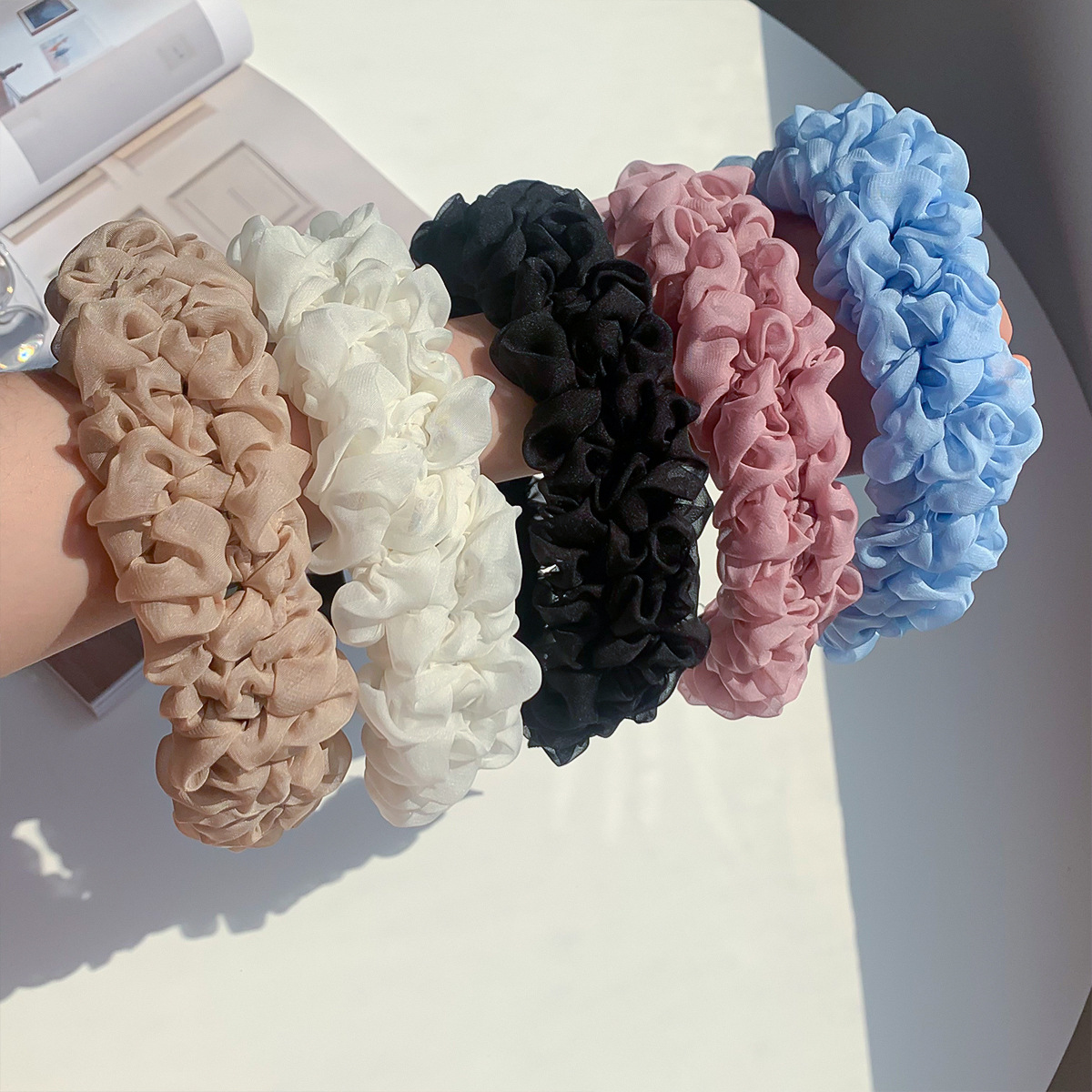 Serre-tête plissé en maille style mode accessoire cheveux_voghion.com