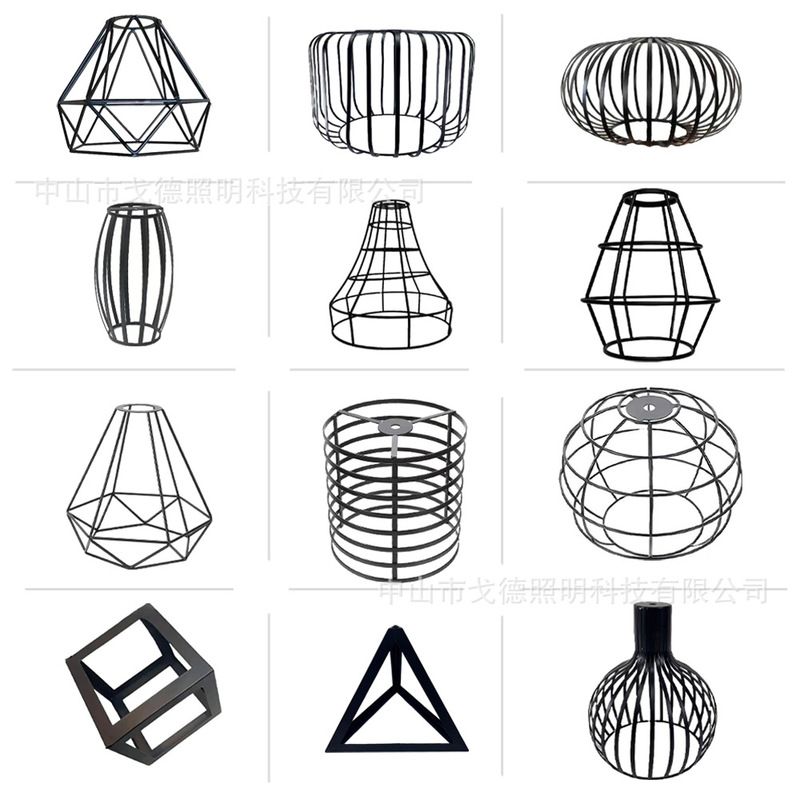 Retro DIY Iron Lampshade Metal Nostalgic Style Hotel Cafe Chandelier Bird Cage Replacement Iron Frame Lamps