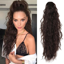 欧美假发马尾女自然时尚大波浪卷发长发仿真蓬松玉米烫马尾