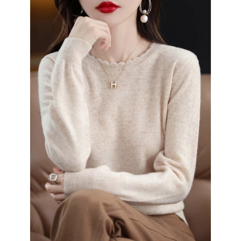 Soft and Casual Lace Round-Neck Base Shirt for Women, New Stylish 2026 Spring and Autumn Sweater, Long-Sleeve Knit Top, Loose Fit Soft and Casual Lace Round-Neck Base Shirt for Women, New Stylish 2026 Spring and Autumn Sweater, Long-Sleeve Knit Top, Loose Fit